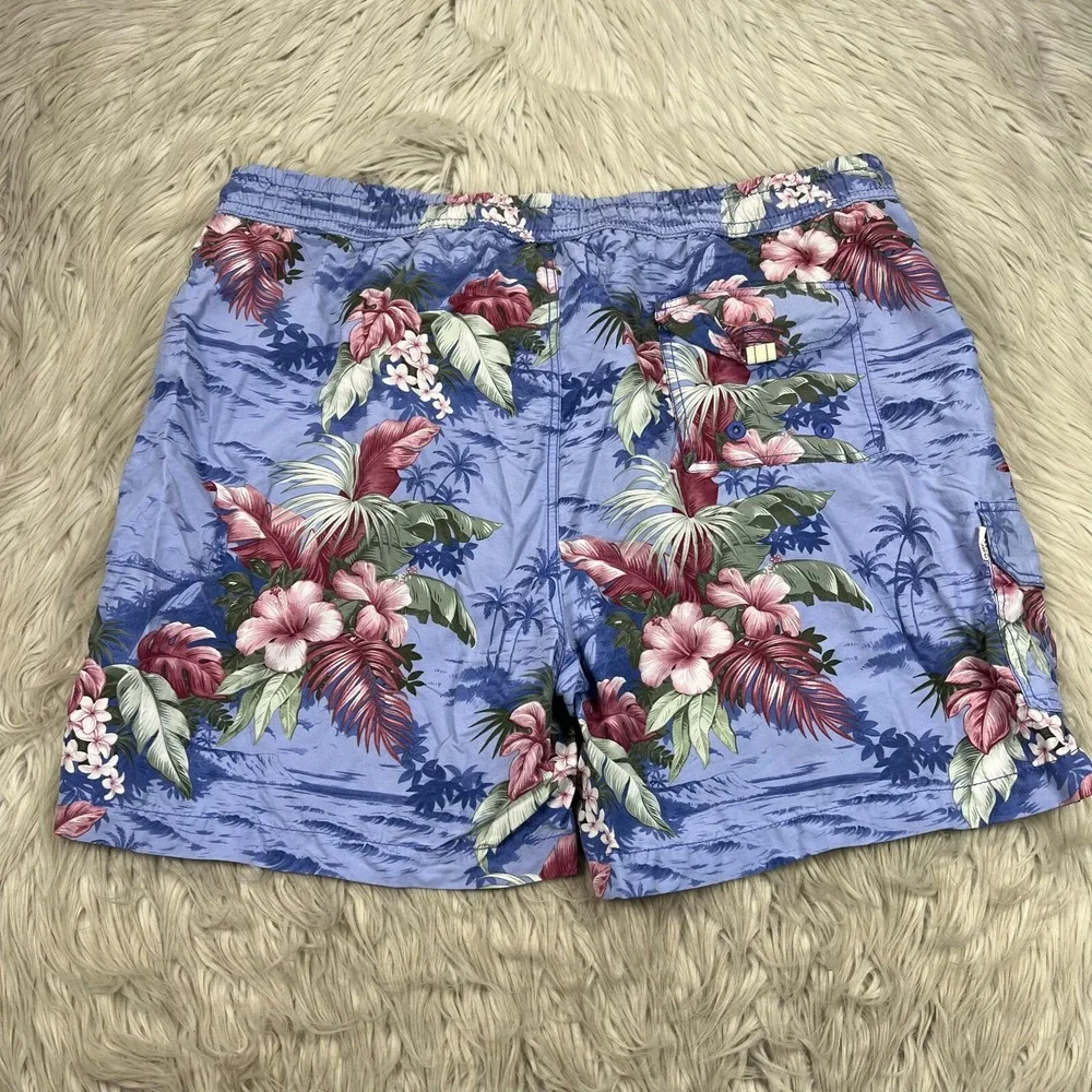 Tommy‎ Bahama Men's XL Purple Tropical Floral Swim Trunks Shorts Mesh Liner